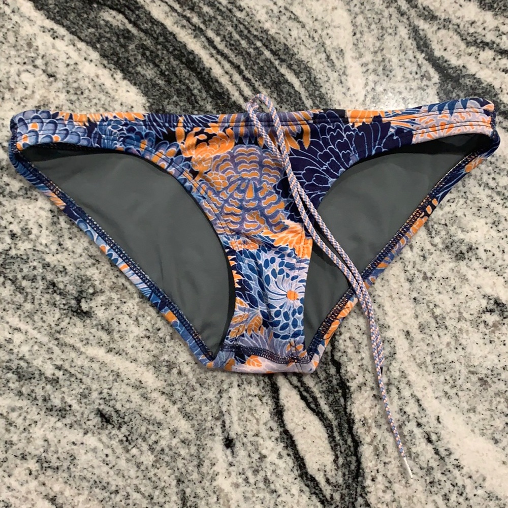 blue and orange printed JOLYN bikini bottoms
